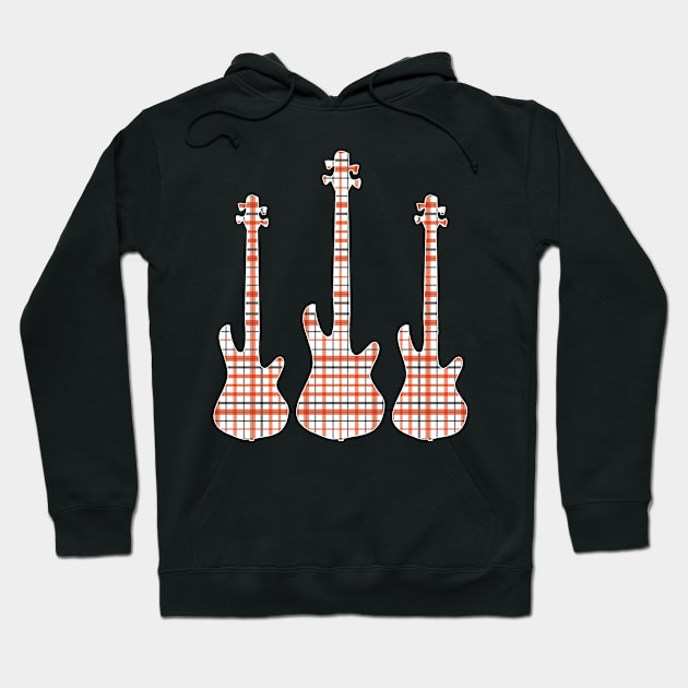 Red Black Plaid Matching Christmas Pattern Bass Player Hoodie by jodotodesign